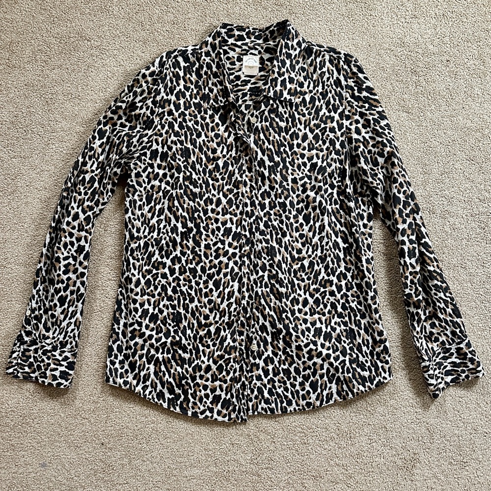 J.Crew The Perfect Shirt Leopard Print Size M